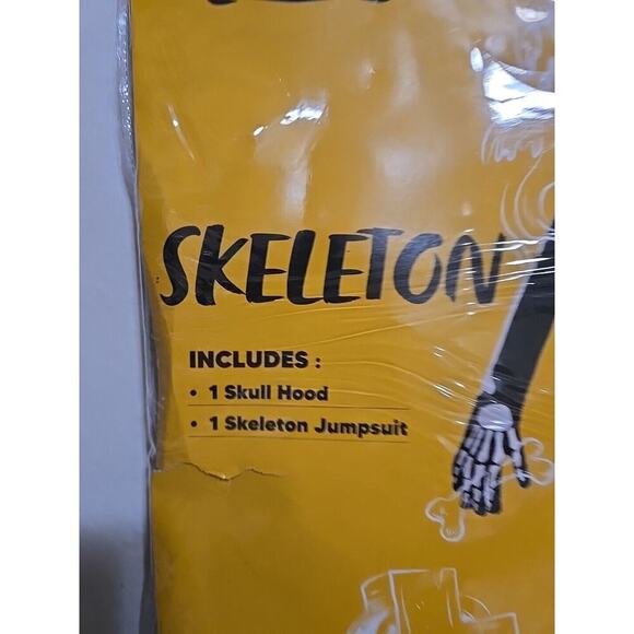 Skeleton Jumpsuit Costume Child Large 10-12 Halloween Cosplay - Picture 3 of 9